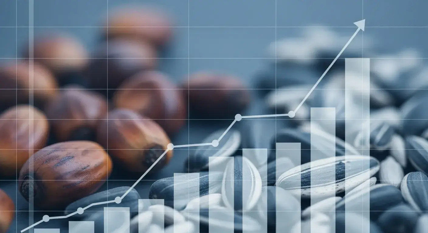 Market graph with oil imagery
