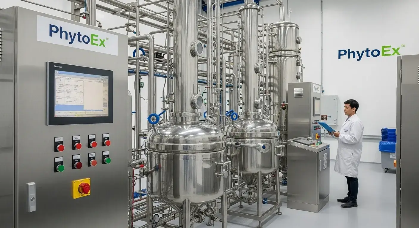 PhytoEx GMP Facility Inside PhytoEx’s GMP-standard eucalyptus oil distillation facility