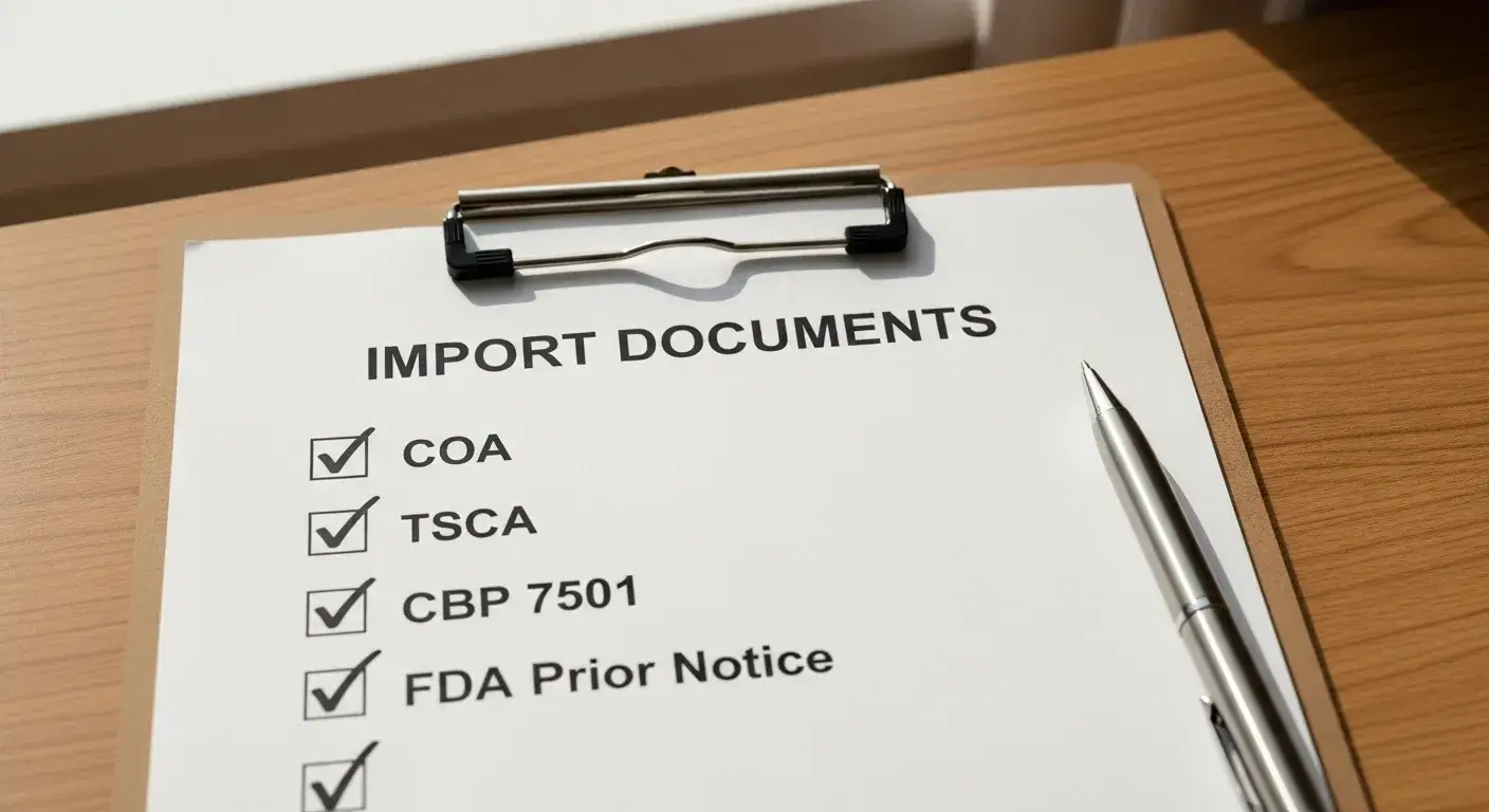 Checklist of required plant oil import documents