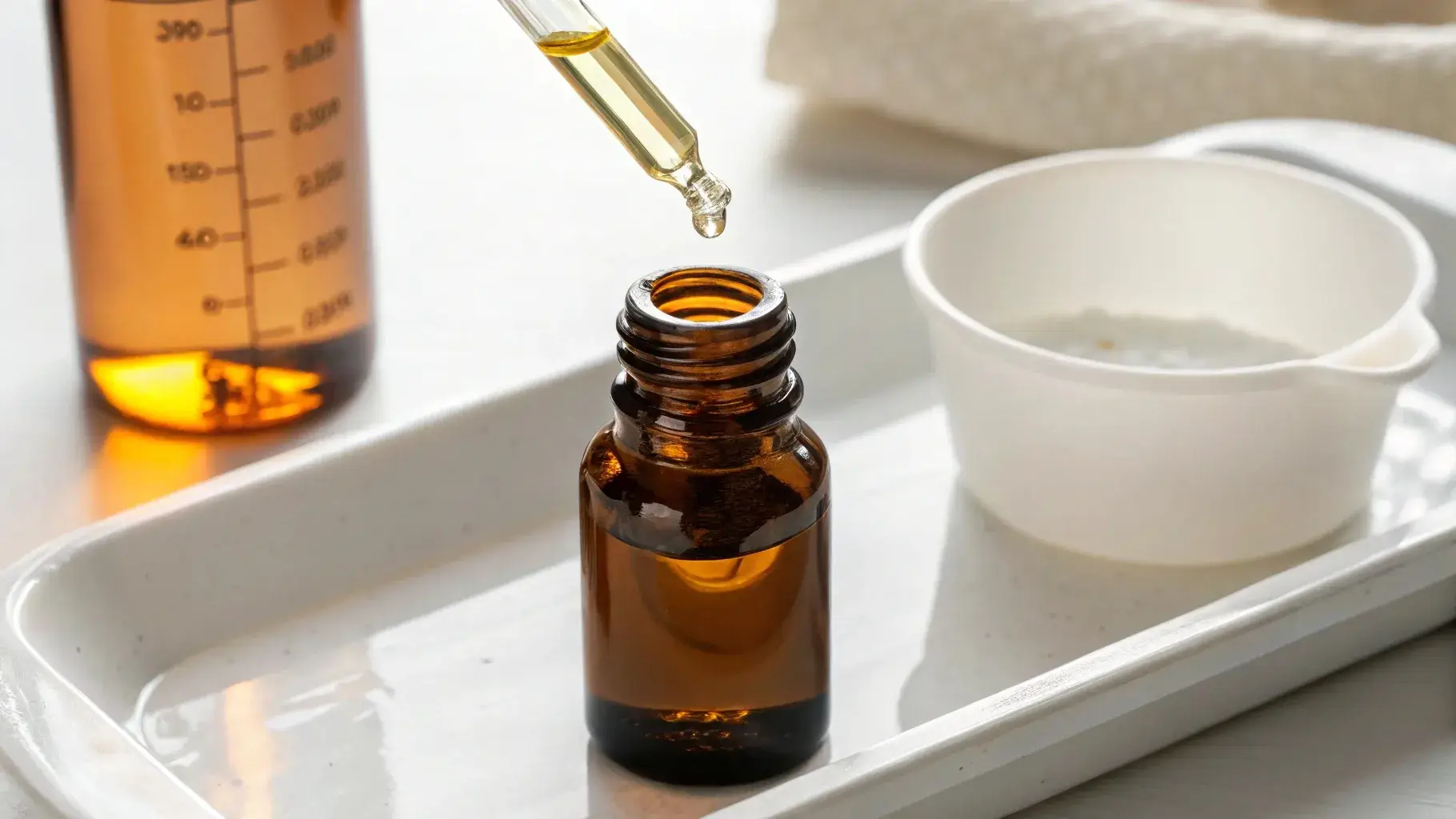 Measuring drops for baby oil dilution