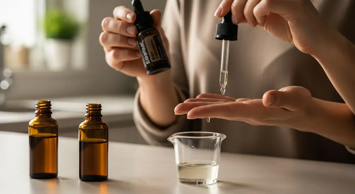 Testing essential oils by smell and touch