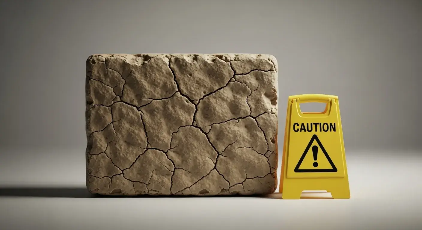 Soap‑making mistakes Broken dry soap bar and caution sign