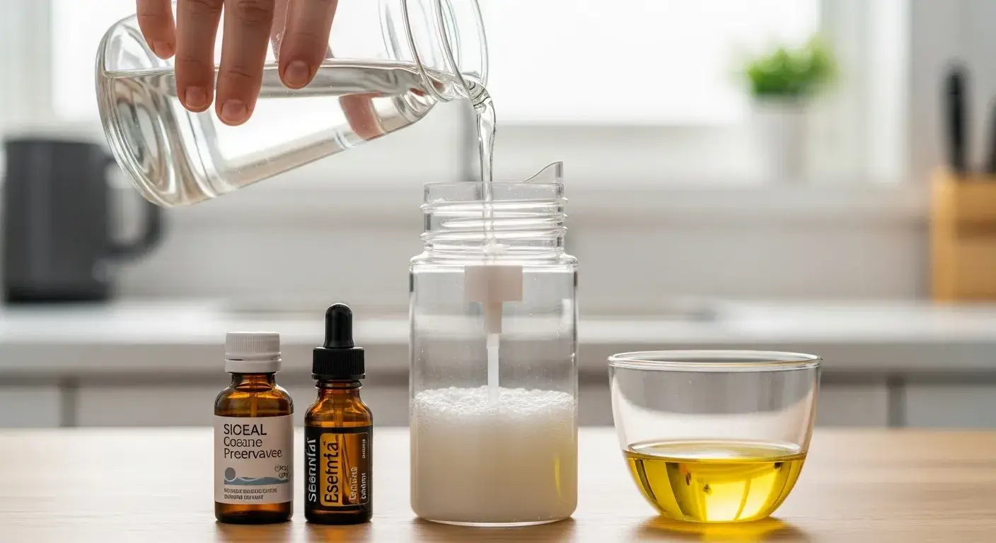 Mix foaming hand-wash Step-by-step mixing hand-wash in foaming dispenser