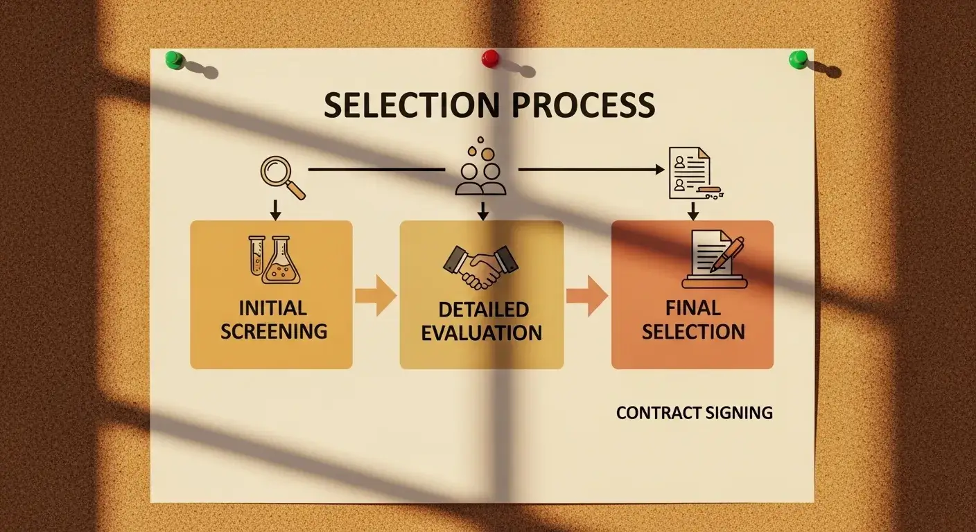 Step‑by‑step flowchart supplier evaluation
