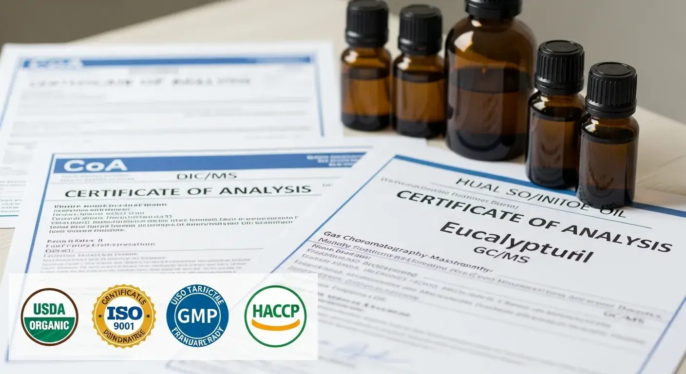 Certificates, GC/MS, and certification icons