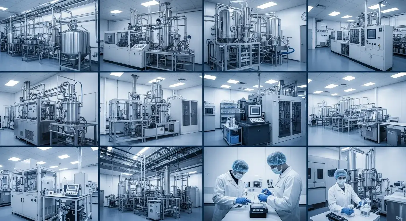 Collage of different EPO manufacturing plants in China, high‑tech production