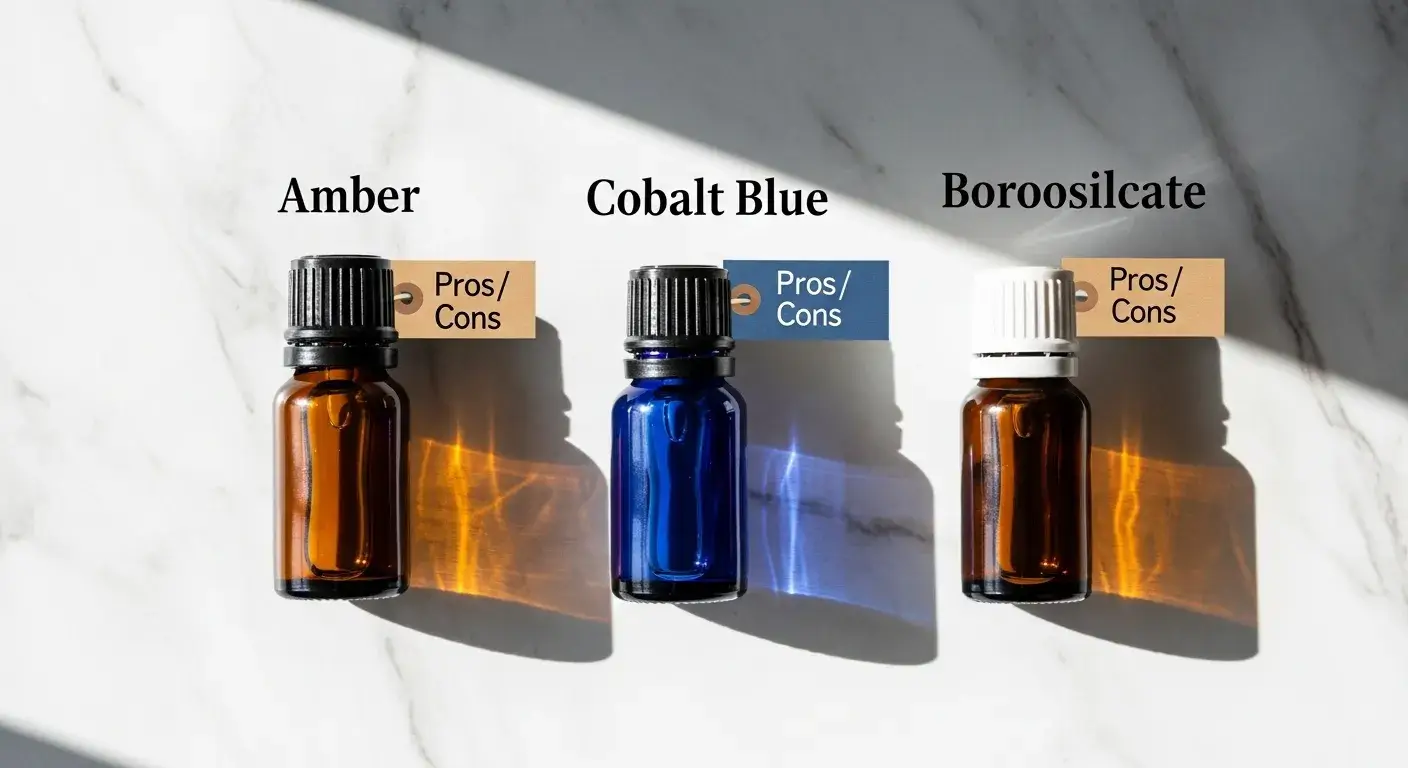 Different glass types for storing essential oils