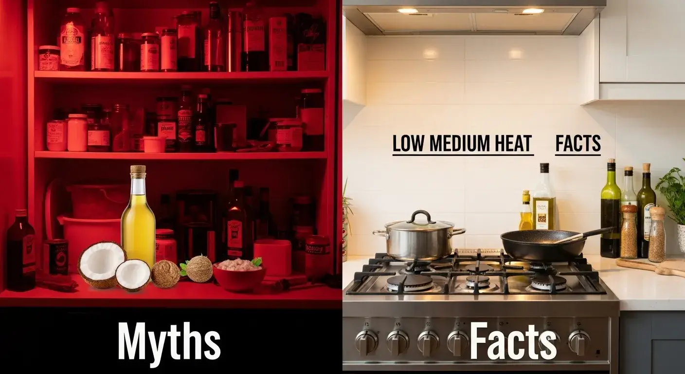 Side-by-side cooking oil myths and facts