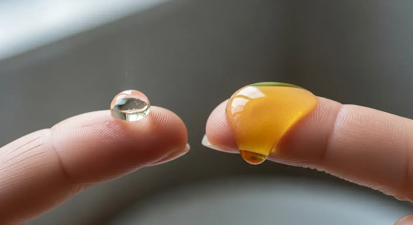 Adulterated oil droplet feeling greasy