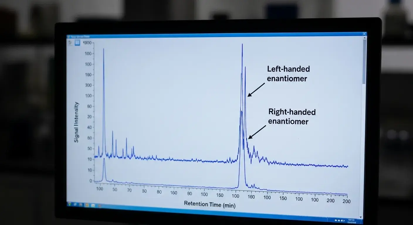 GC chromatogram showing chiral peaks