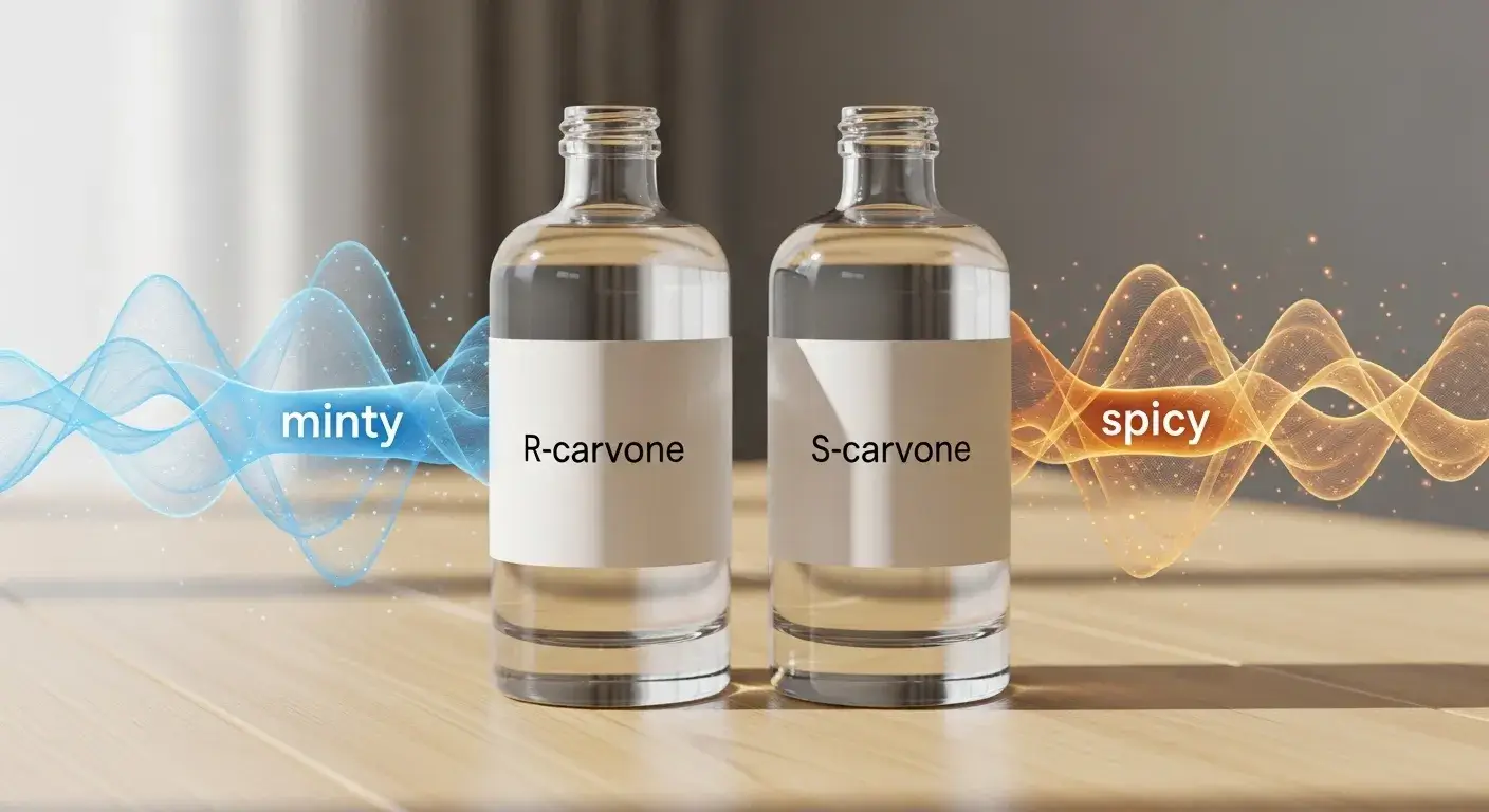 Chiral scent difference Chiral scent perception illustration
