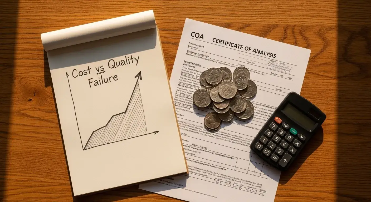 Chart overlay on essential oil documentation and coins