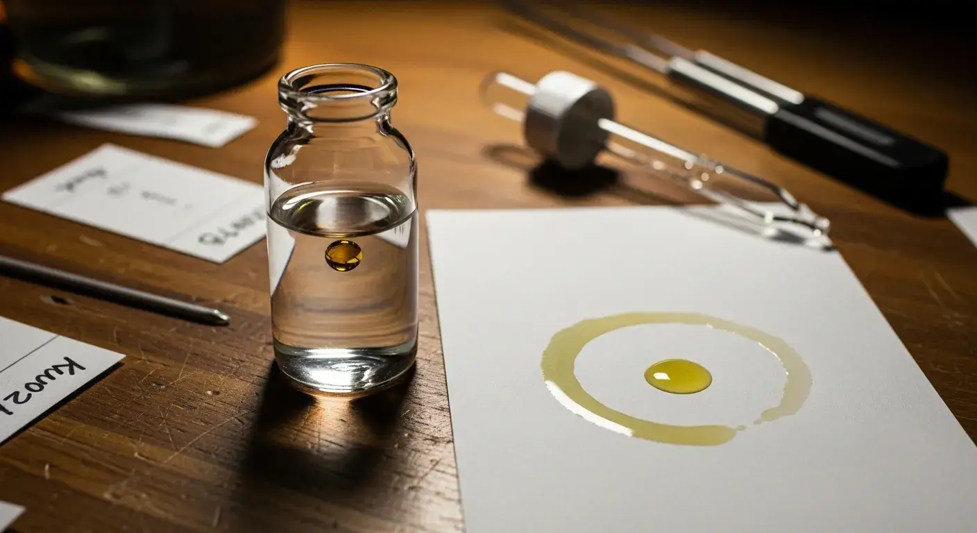 Solubility test with oil and water separation