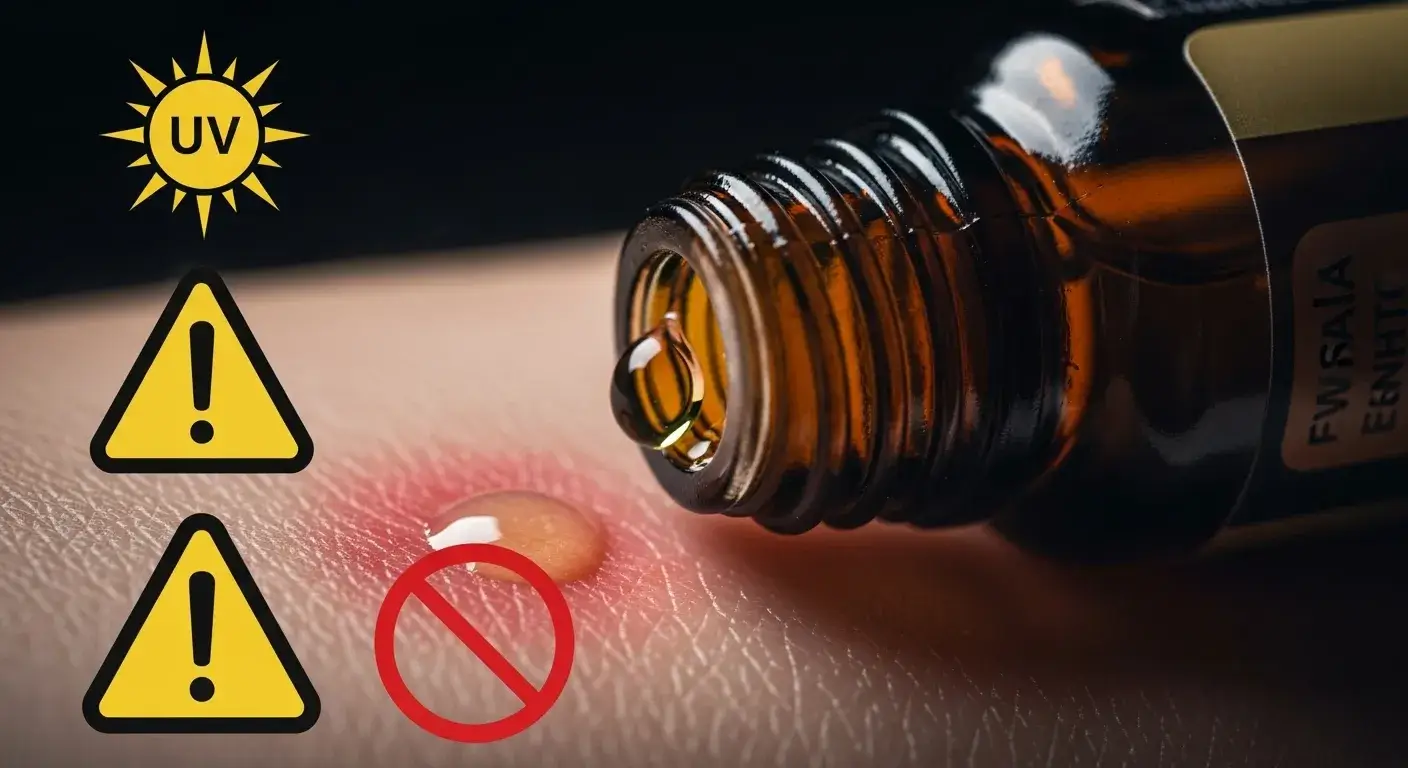 Dilution setup: carrier oil being mixed with essential oil drop