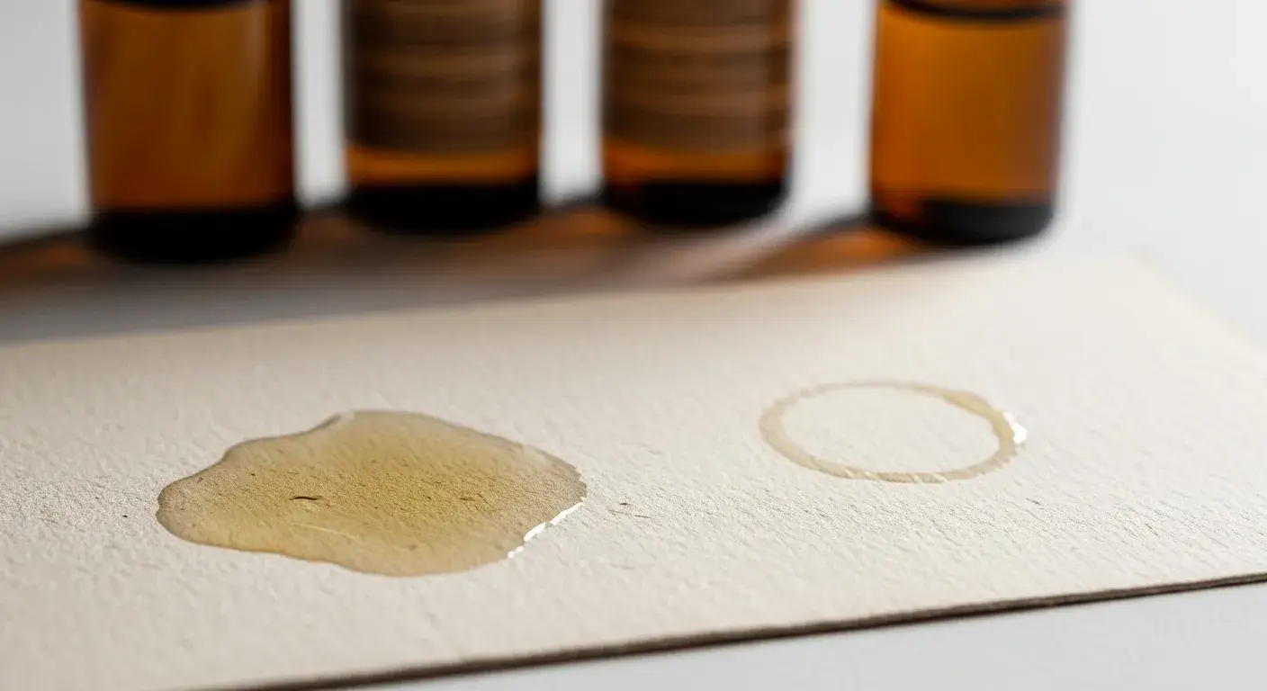 Greasy residue from adulterated essential oil