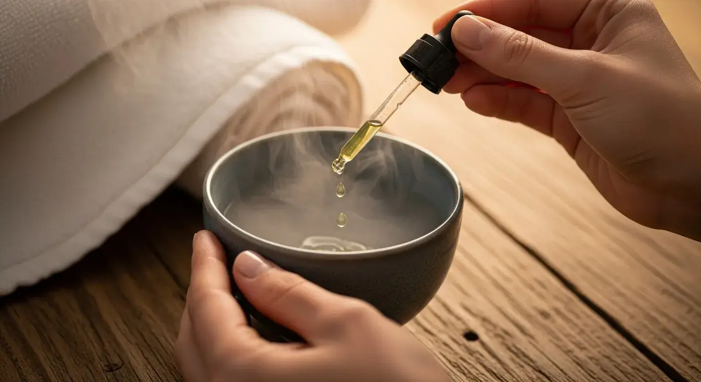 Steam inhalation setup with eucalyptus oil