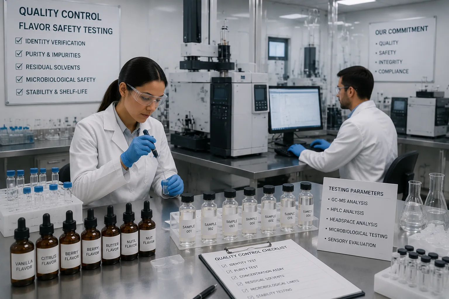 Food flavor safety testing in laboratory