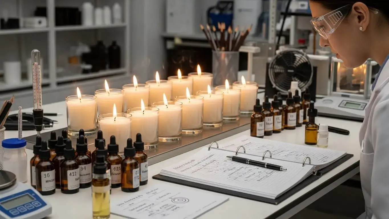 Candle fragrance oil testing and burn evaluation