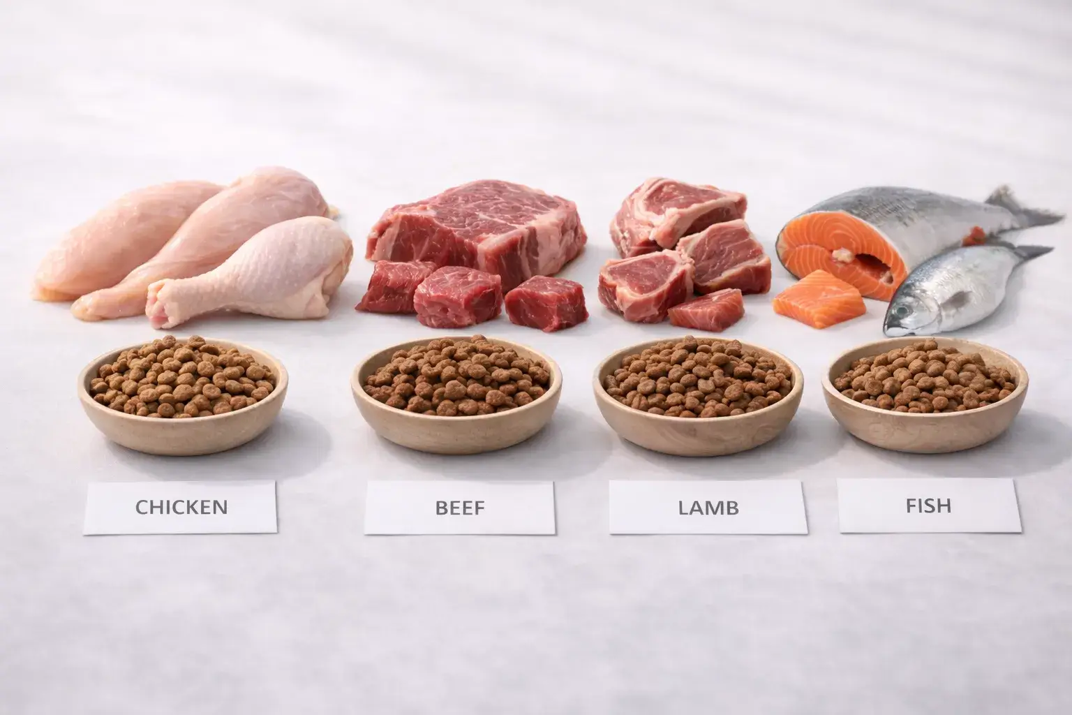 Dog food protein source comparison for nutrition and palatability
