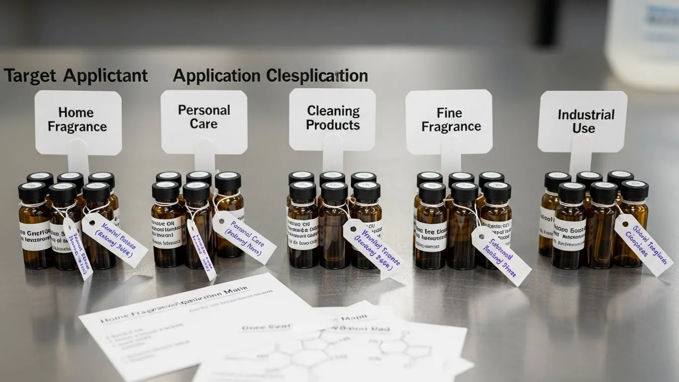 Commercial Applications Fragrance oil samples classified by commercial application