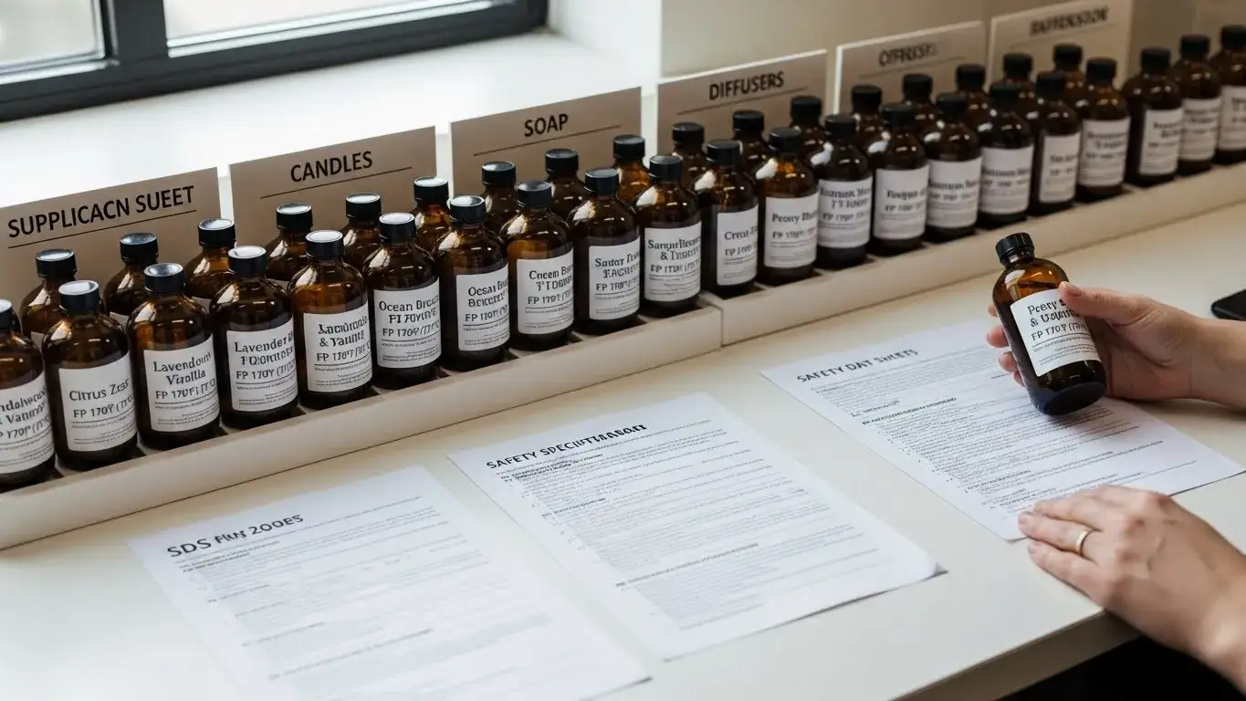 Selecting fragrance oils by application and flash point