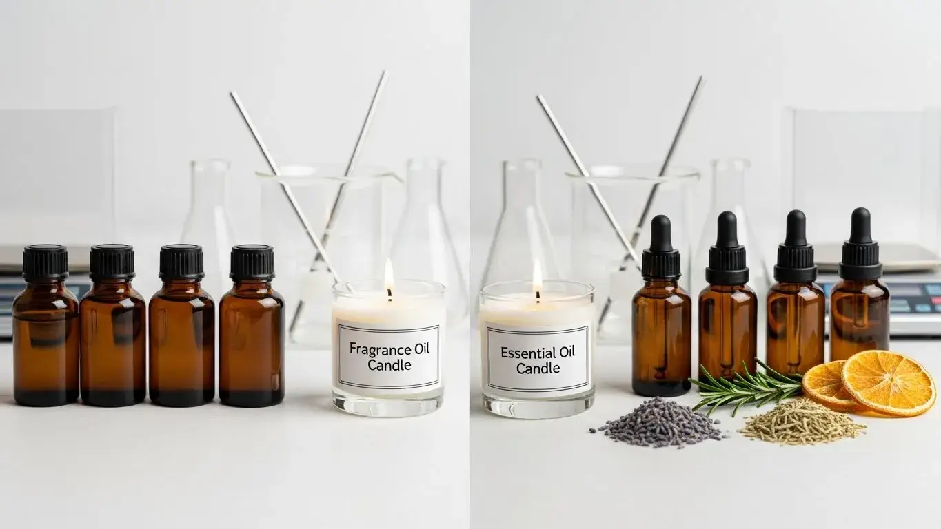 Fragrance oils versus essential oils for candle making