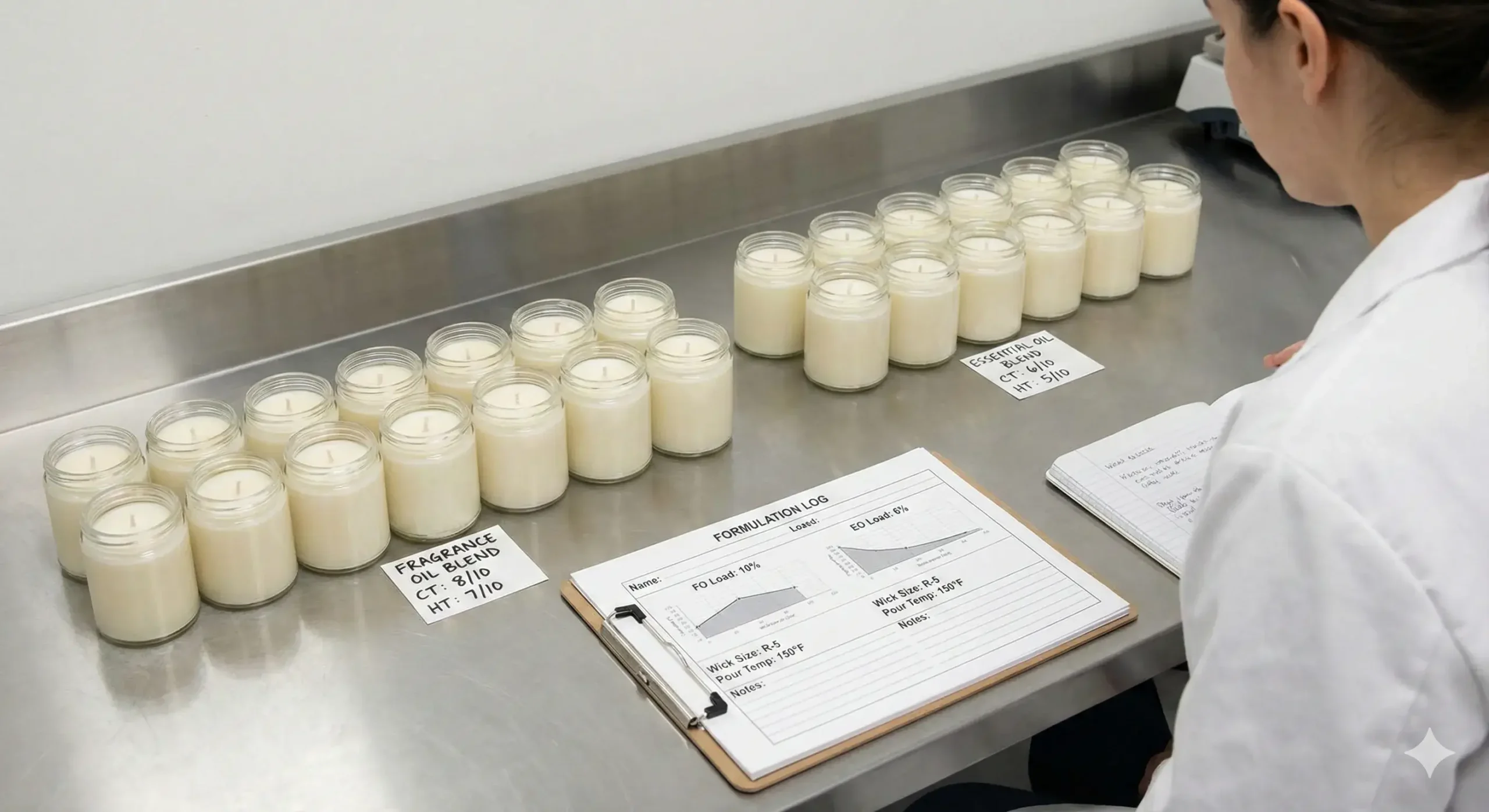 Side‑by‑side soy candle performance testing with fragrance oils and essential oils
