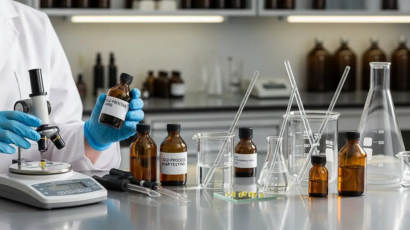 Soap-safe fragrance oil testing in laboratory