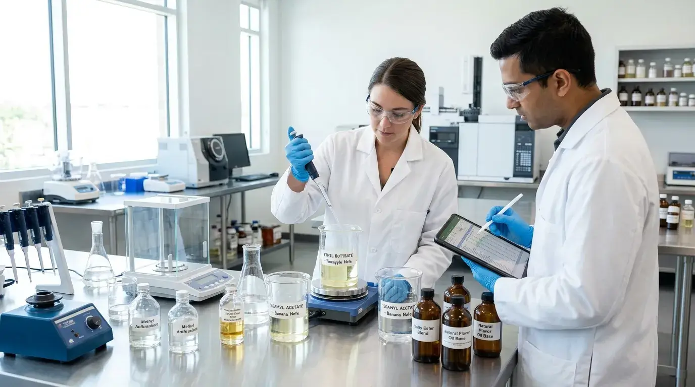 Fruity ester flavor formulation in beverage development lab