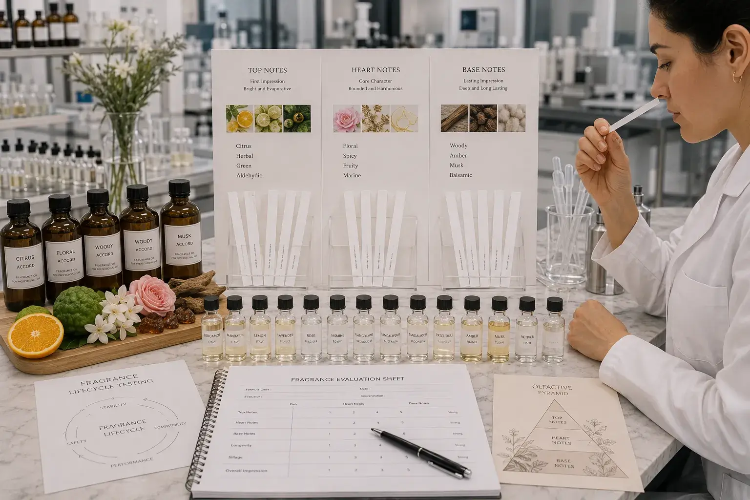 Fragrance note evolution testing with sample strips