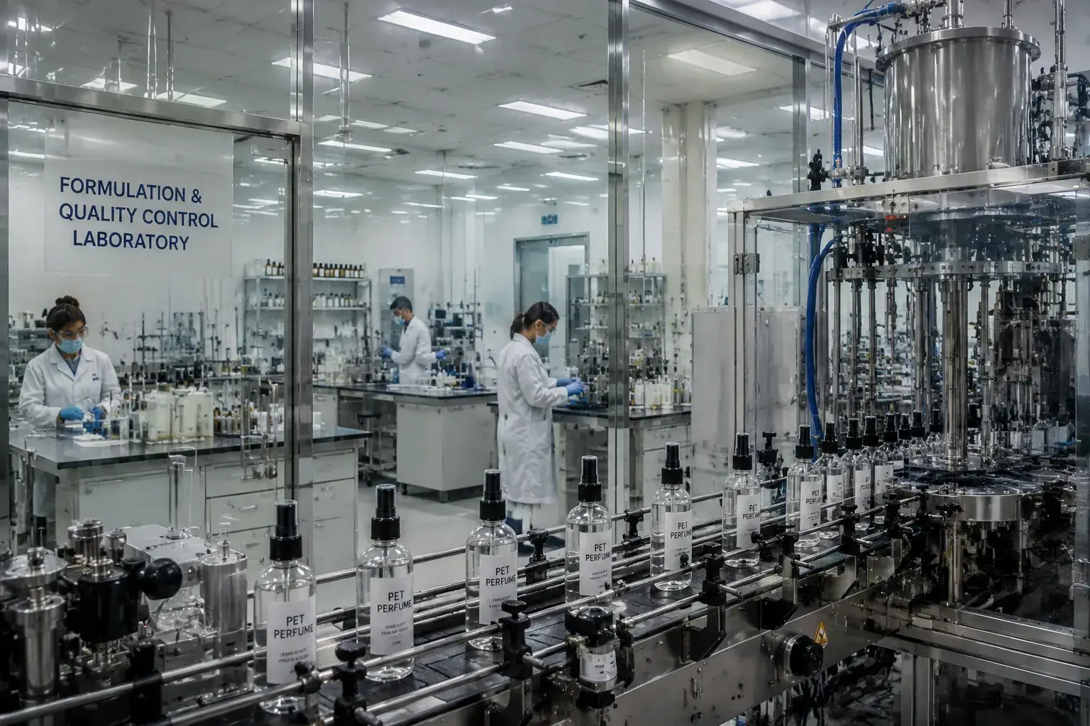 Pet perfume production and packaging operation